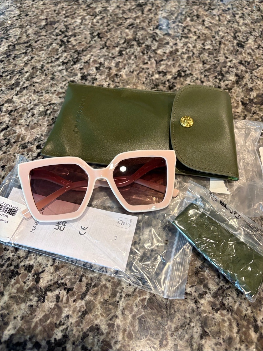 Longchamp Women's Pink Square Sunglasses Case NWT